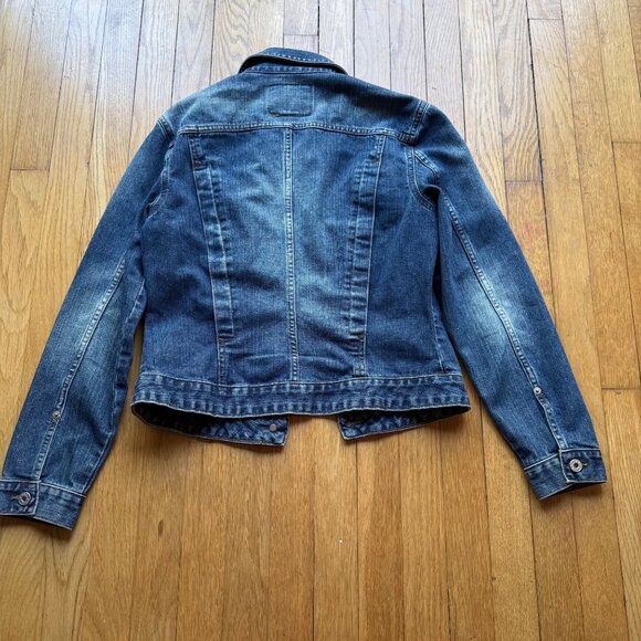 Vintage 90s Guess Size M Blue Denim Authentic Original Jeans Trucker Jacket - Picture 16 of 16